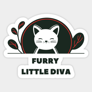 Furry Little Diva Cat Sticker